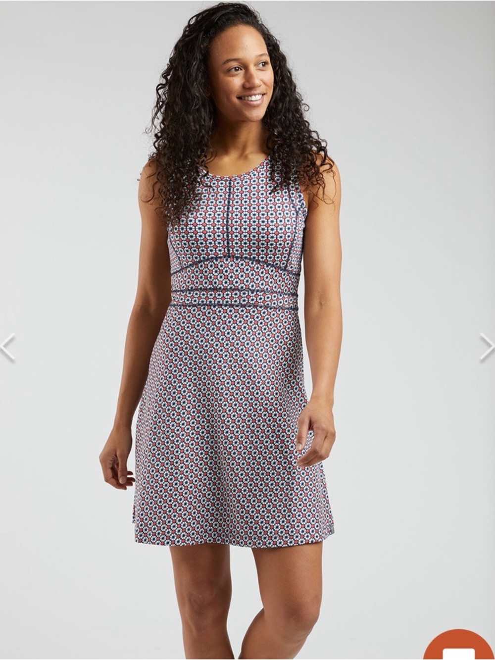 Title Nine Dream Dress Mosaic A-Line Dress in Navy and White